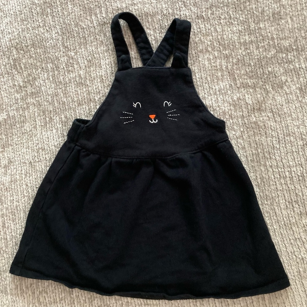 Carter’s Black Cat Face Pinafore Jumper Dress Size 18M‎ Fall Halloween Kitty
